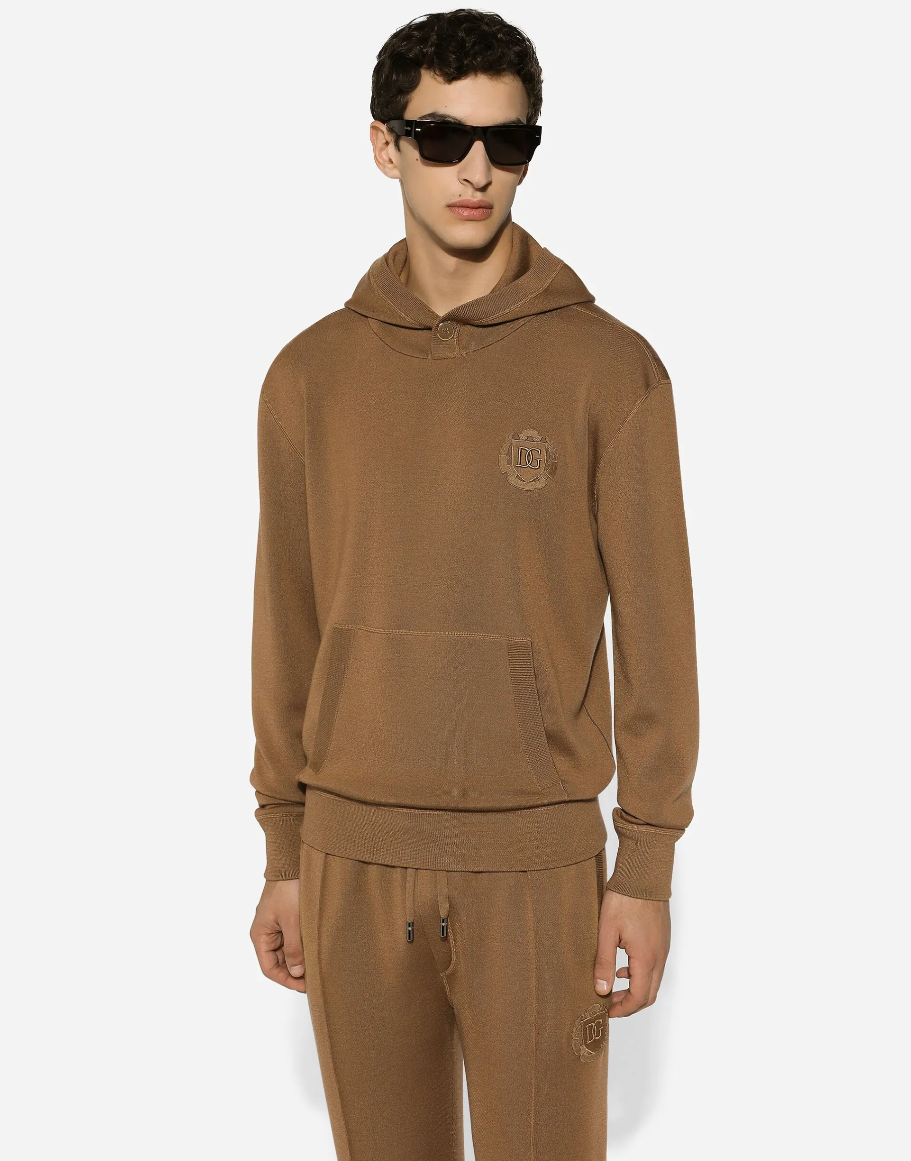 Wool and silk hoodie with DG patch