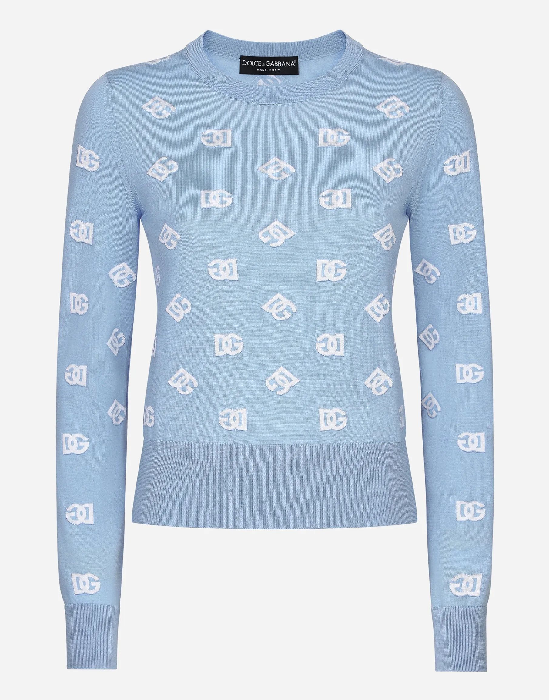 Wool and silk jacquard sweater with tonal DG logo