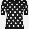 Wool and silk tank top with polka-dot inlay