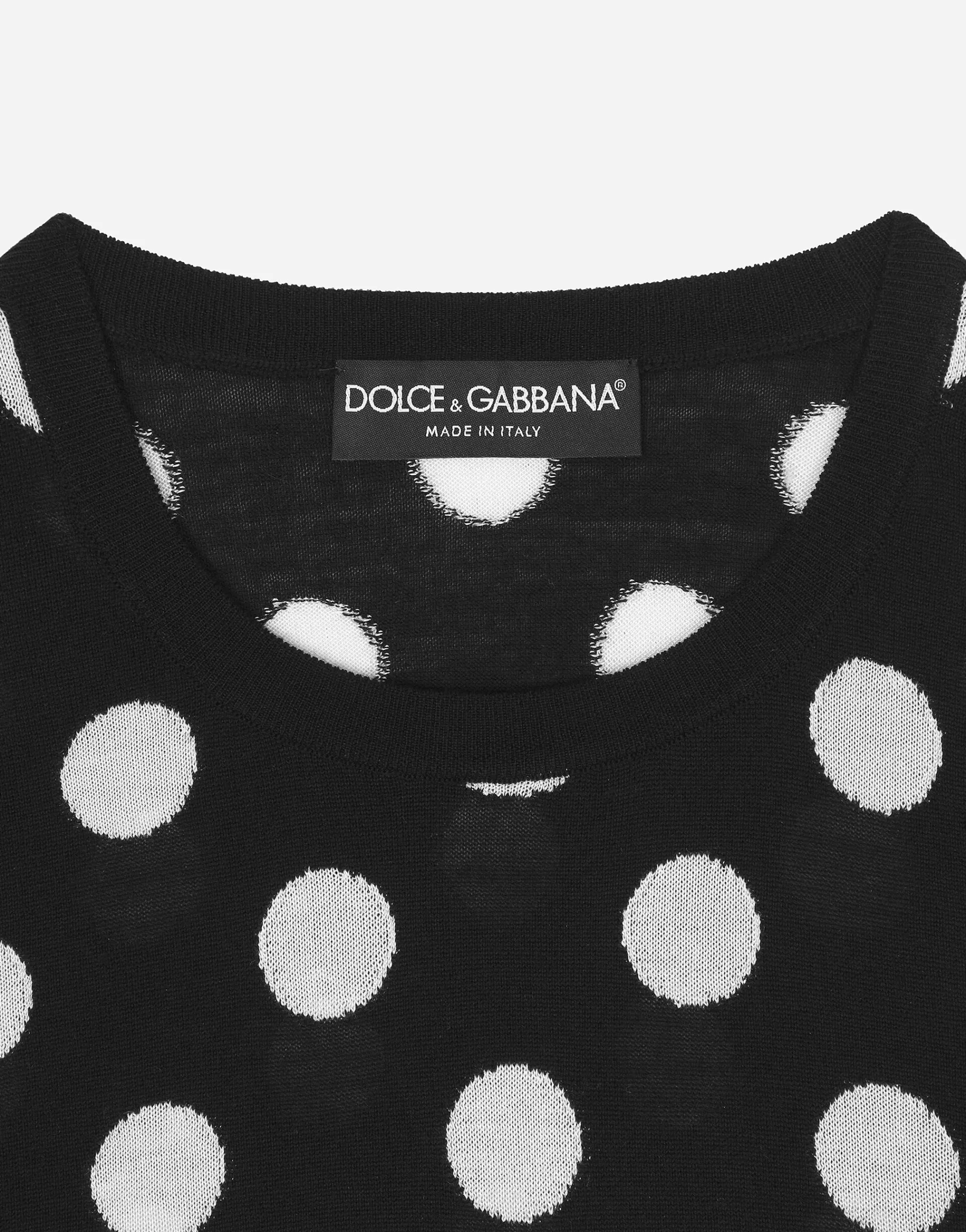 Wool and silk tank top with polka-dot inlay