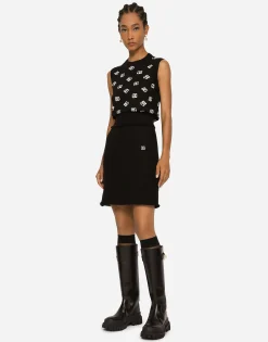 Wool and silk vest with all-over DG logo