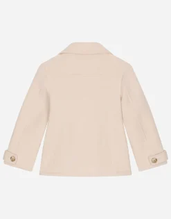 Wool baize pea coat with logo tag