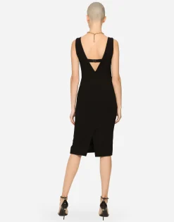 Wool crepe midi dress