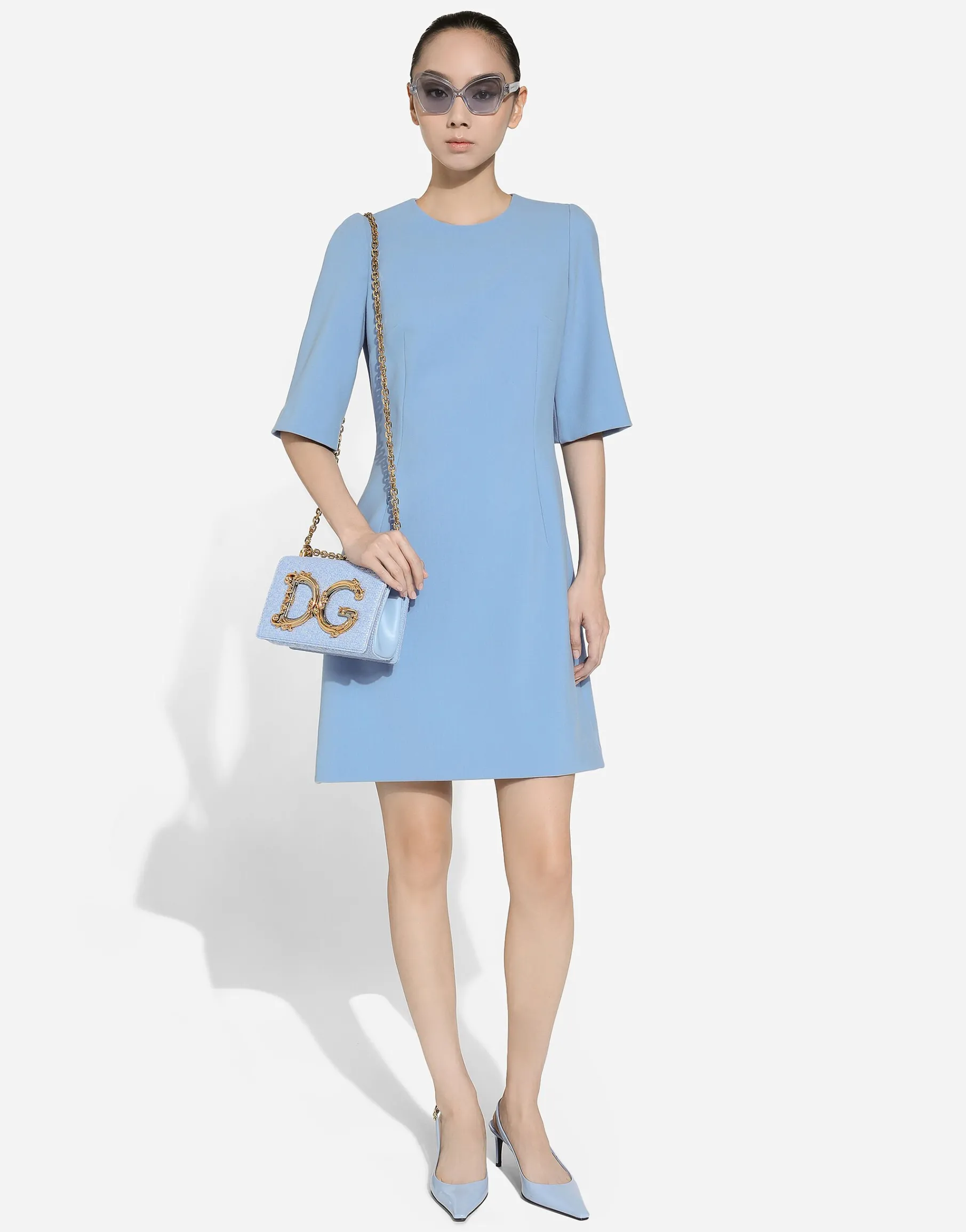 Wool crêpe midi fit-and-flare dress