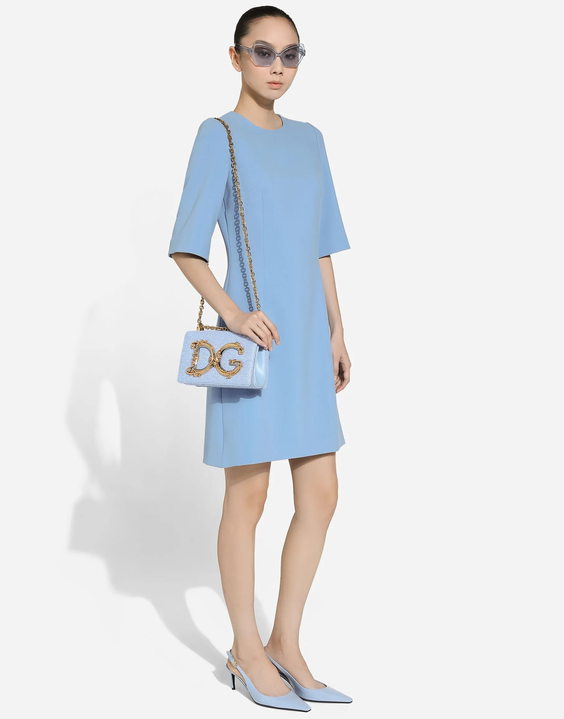 Wool crêpe midi fit-and-flare dress