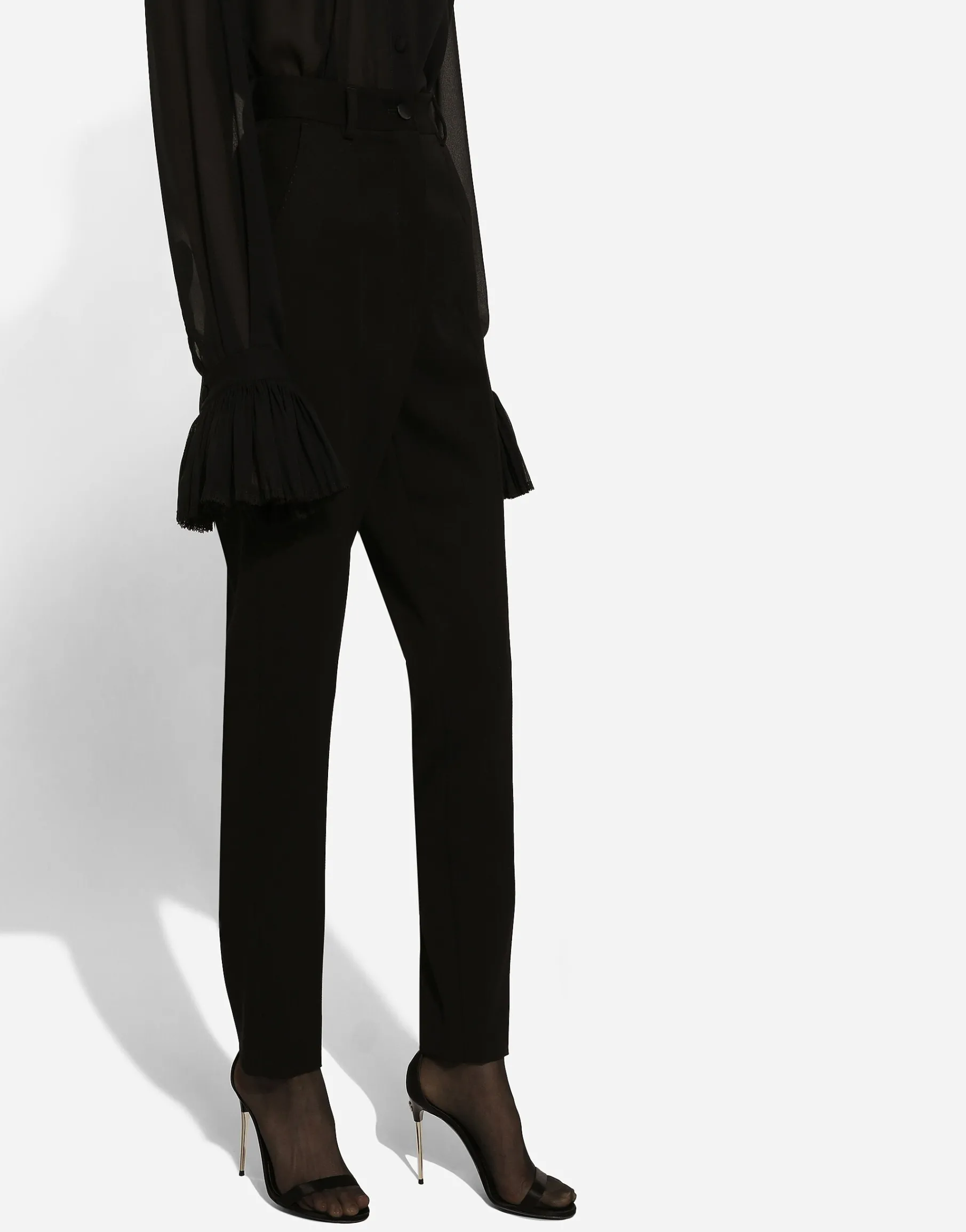 Wool gabardine cigarette pants