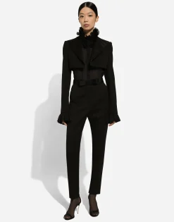 Wool gabardine cigarette pants