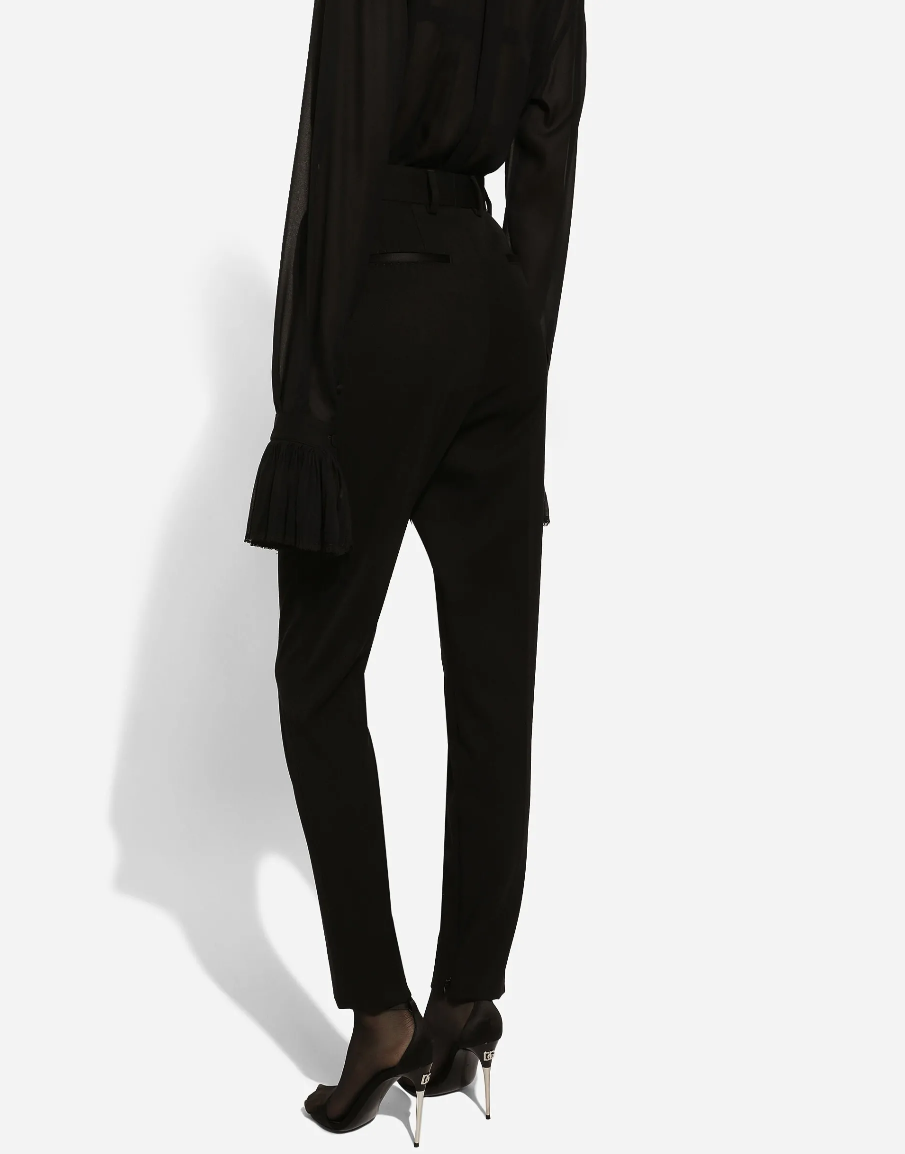 Wool gabardine cigarette pants