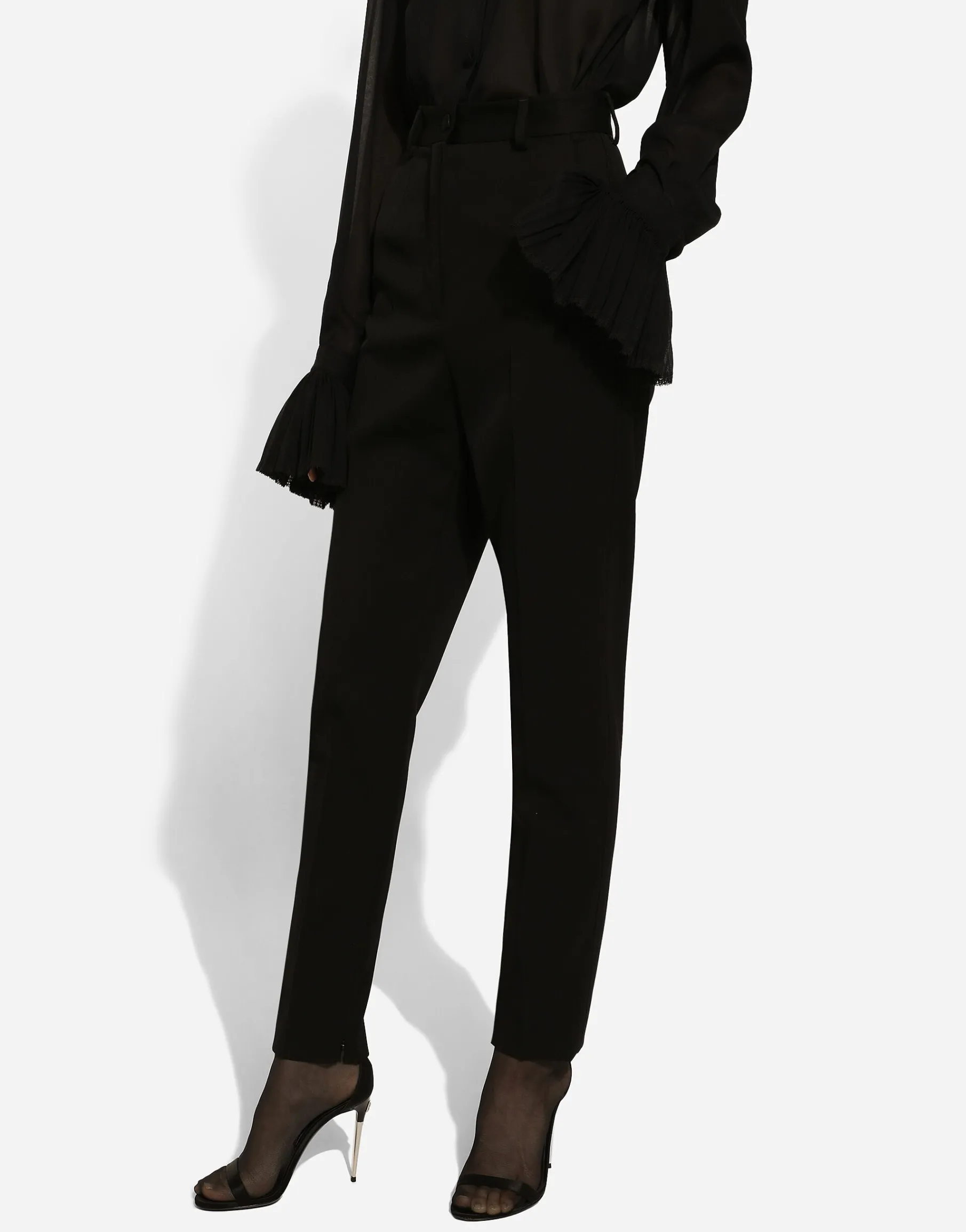 Wool gabardine cigarette pants