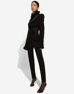 Wool gabardine cigarette pants