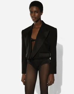Wool gabardine Spencer tuxedo jacket