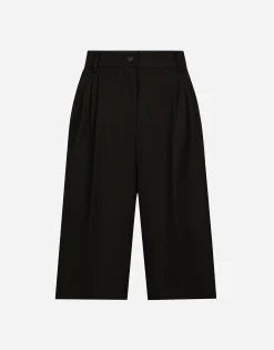 Wool gabardine tuxedo Bermuda shorts