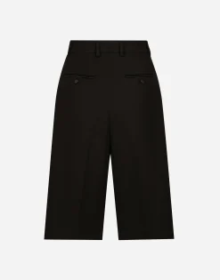 Wool gabardine tuxedo Bermuda shorts