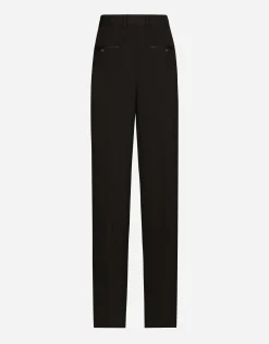 Wool gabardine tuxedo pants