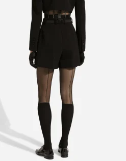Wool gabardine tuxedo shorts