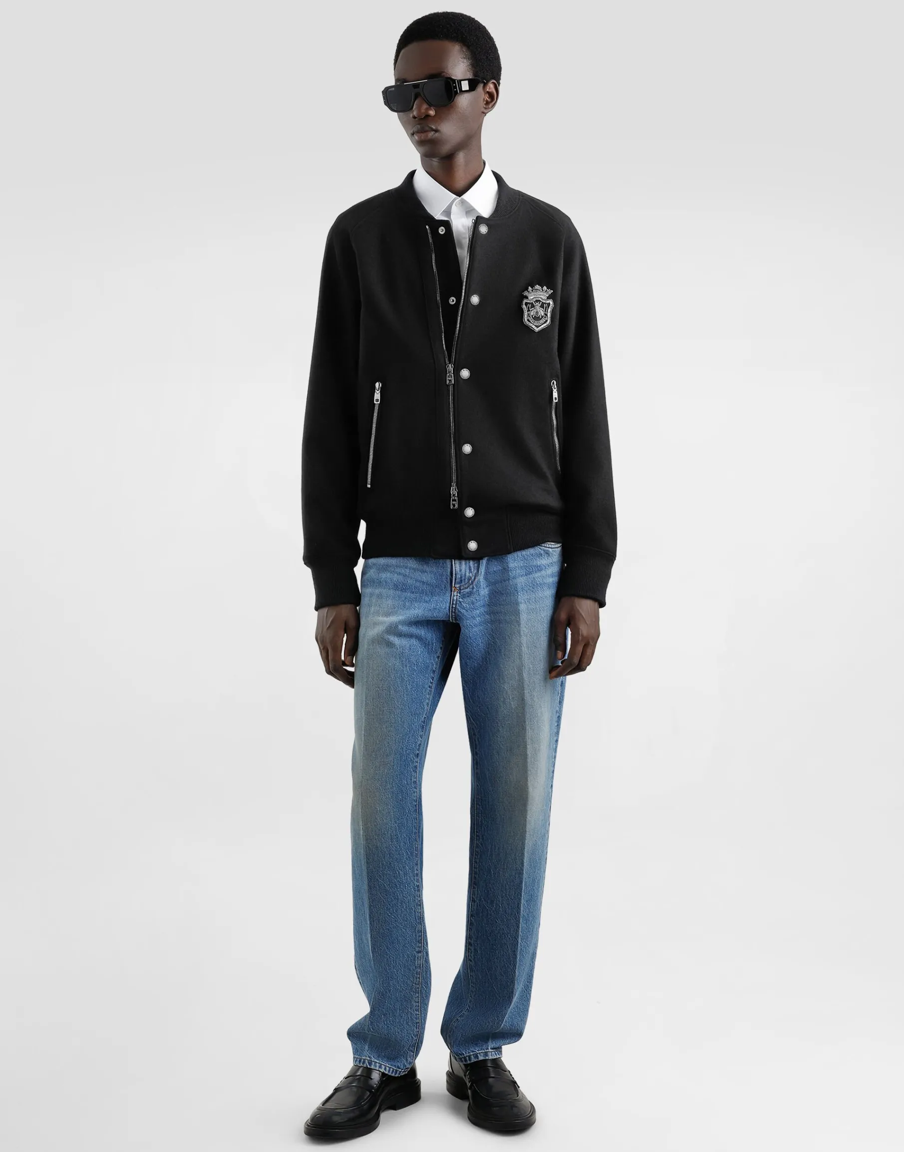 Wool jacket with patch
