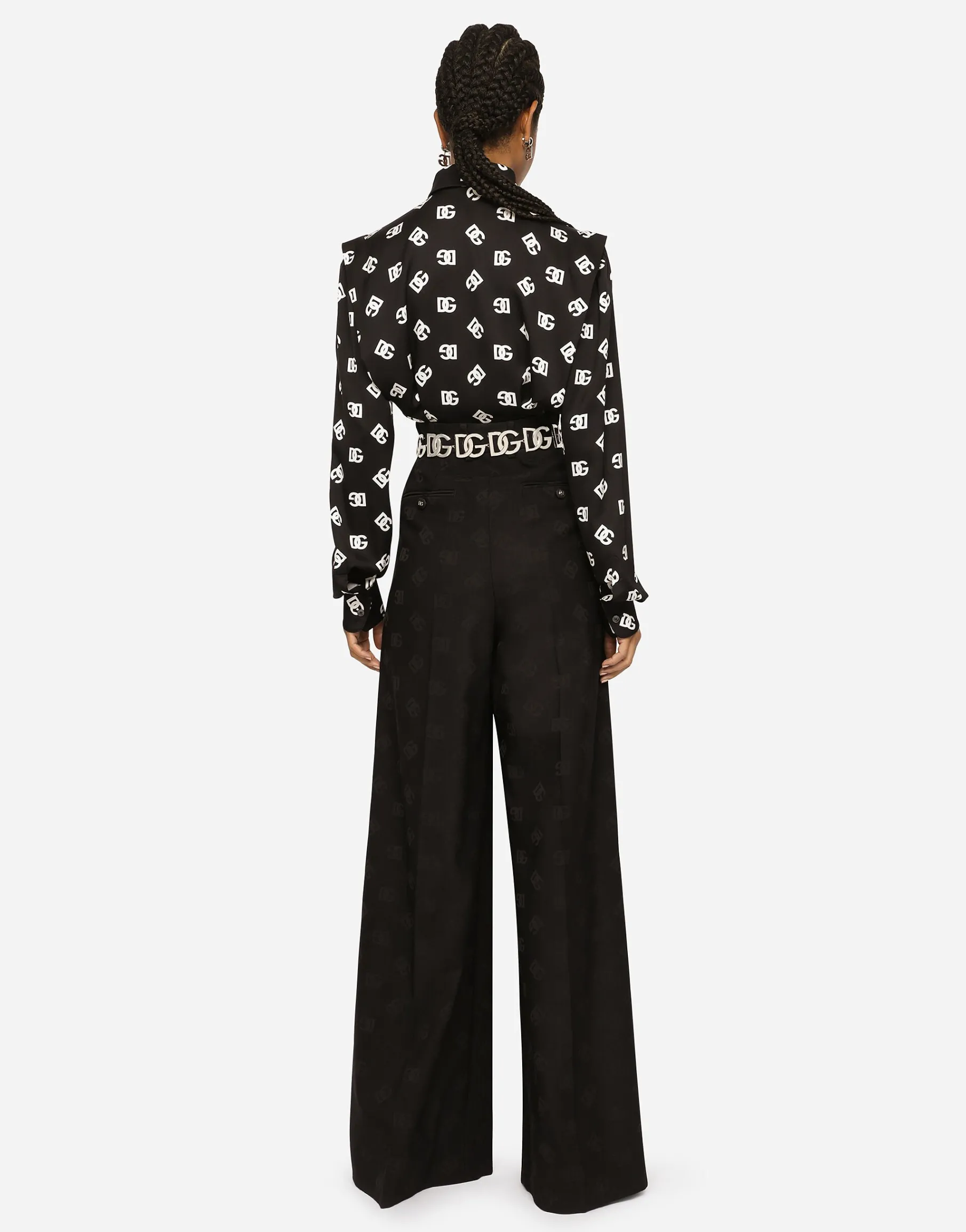 Wool jacquard pants with all-over DG logo