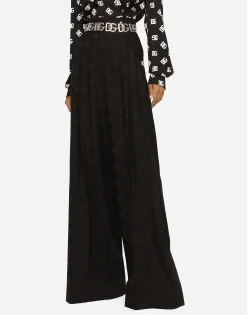 Wool jacquard pants with all-over DG logo