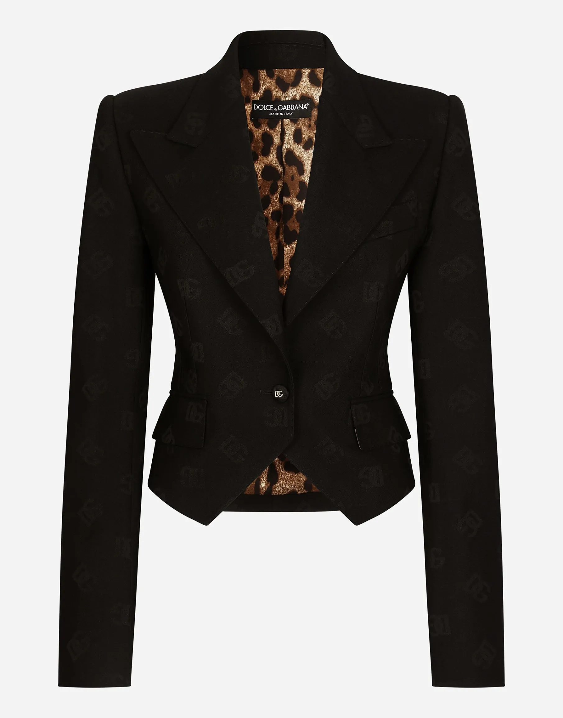 Wool jacquard Spencer jacket with all-over DG logo
