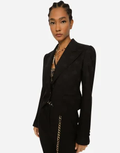 Wool jacquard Spencer jacket with all-over DG logo