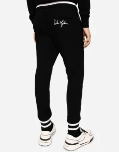 Wool jogging pants with embroidery