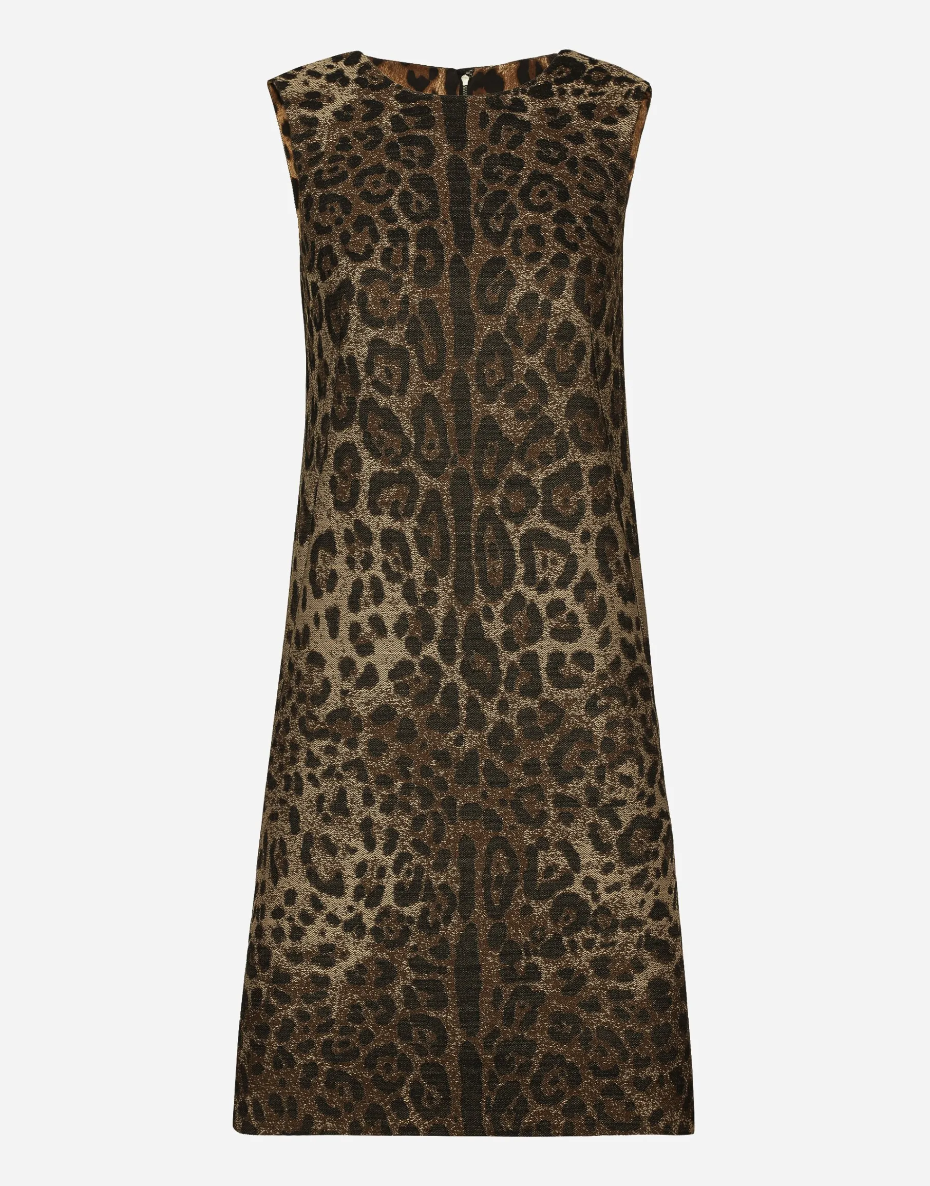 Wool midi dress with jacquard leopard design