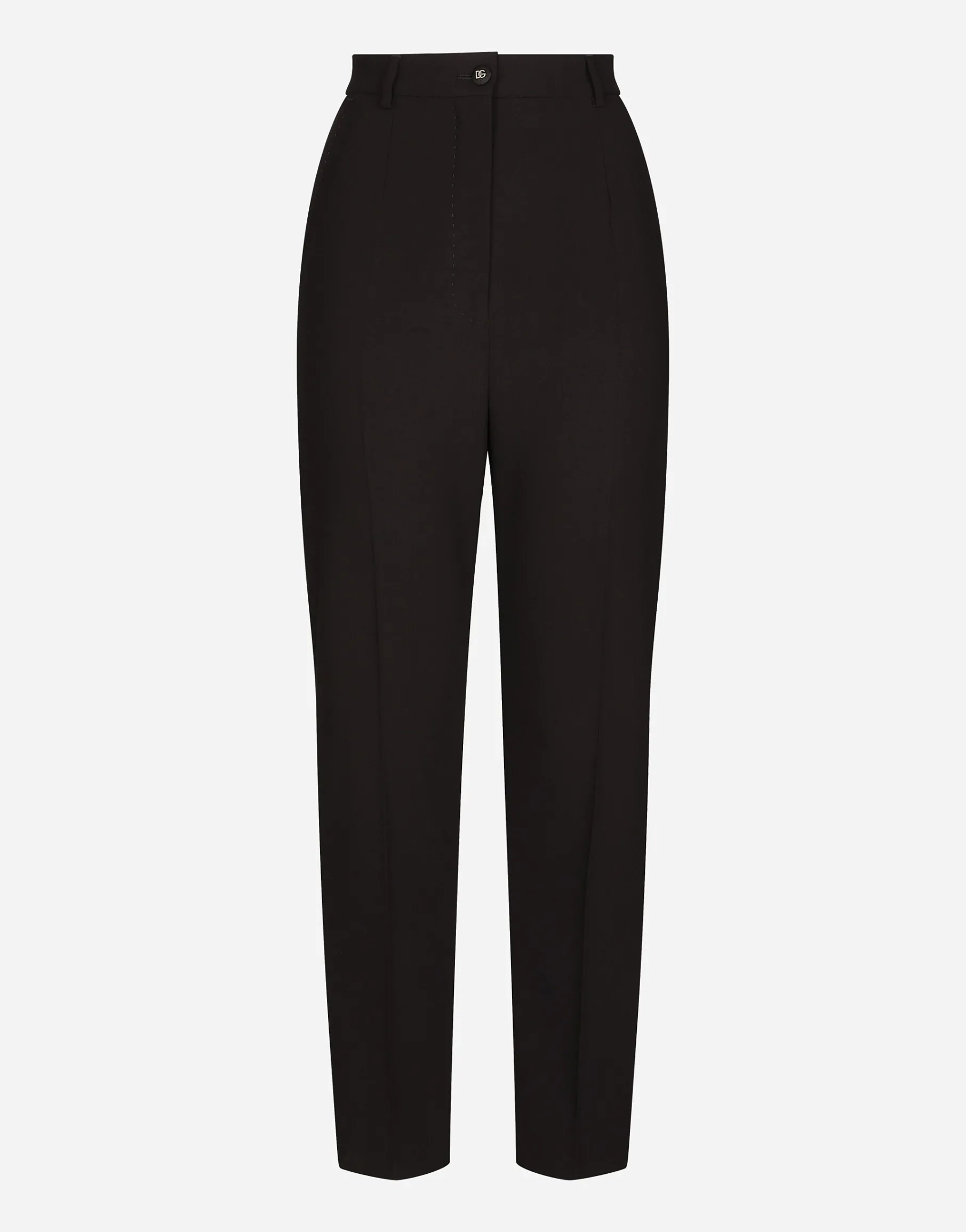 Wool pants with duchesse tuxedo band