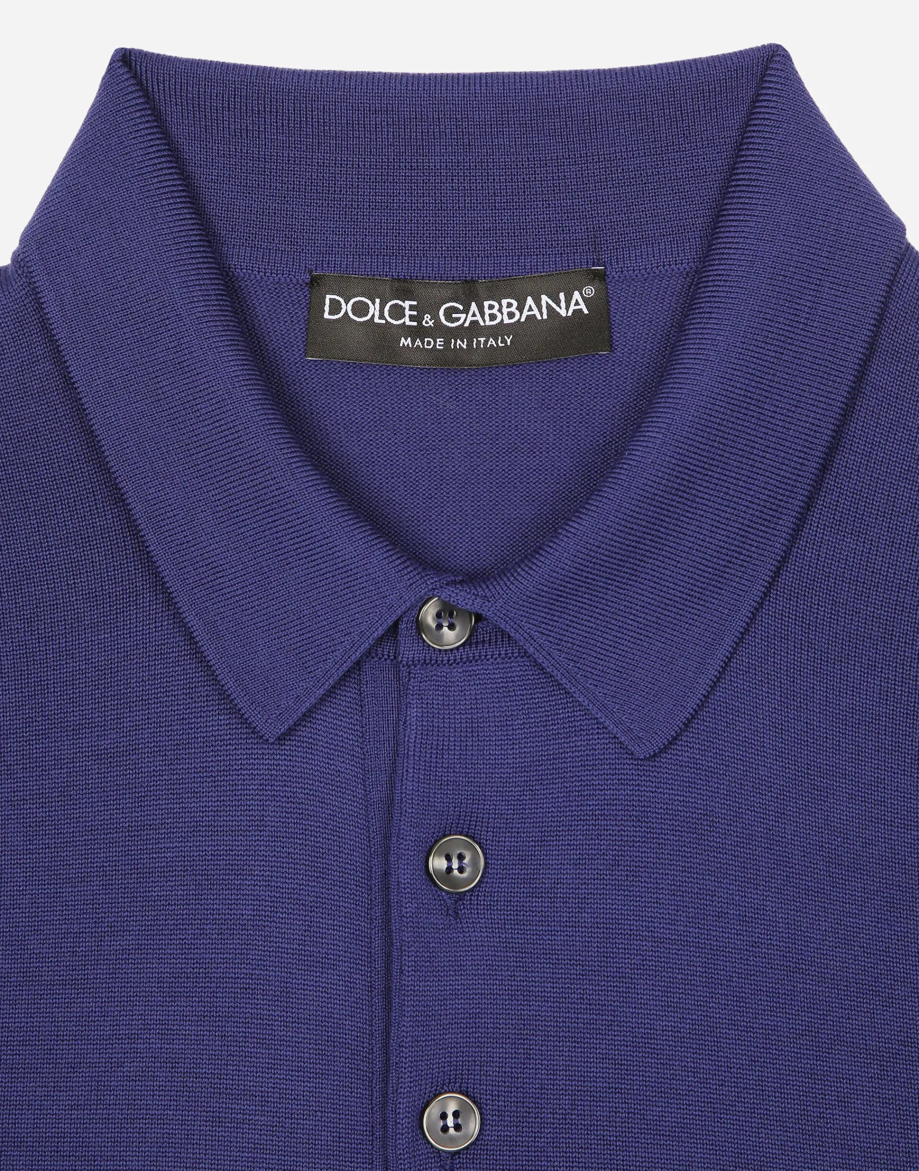 Wool polo-shirt with branded tag