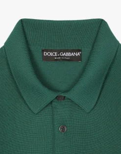 Wool polo-shirt with branded tag