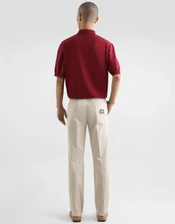 Wool polo-shirt with branded tag