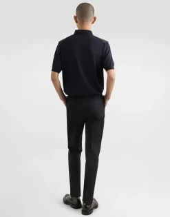 Wool polo-shirt with branded tag
