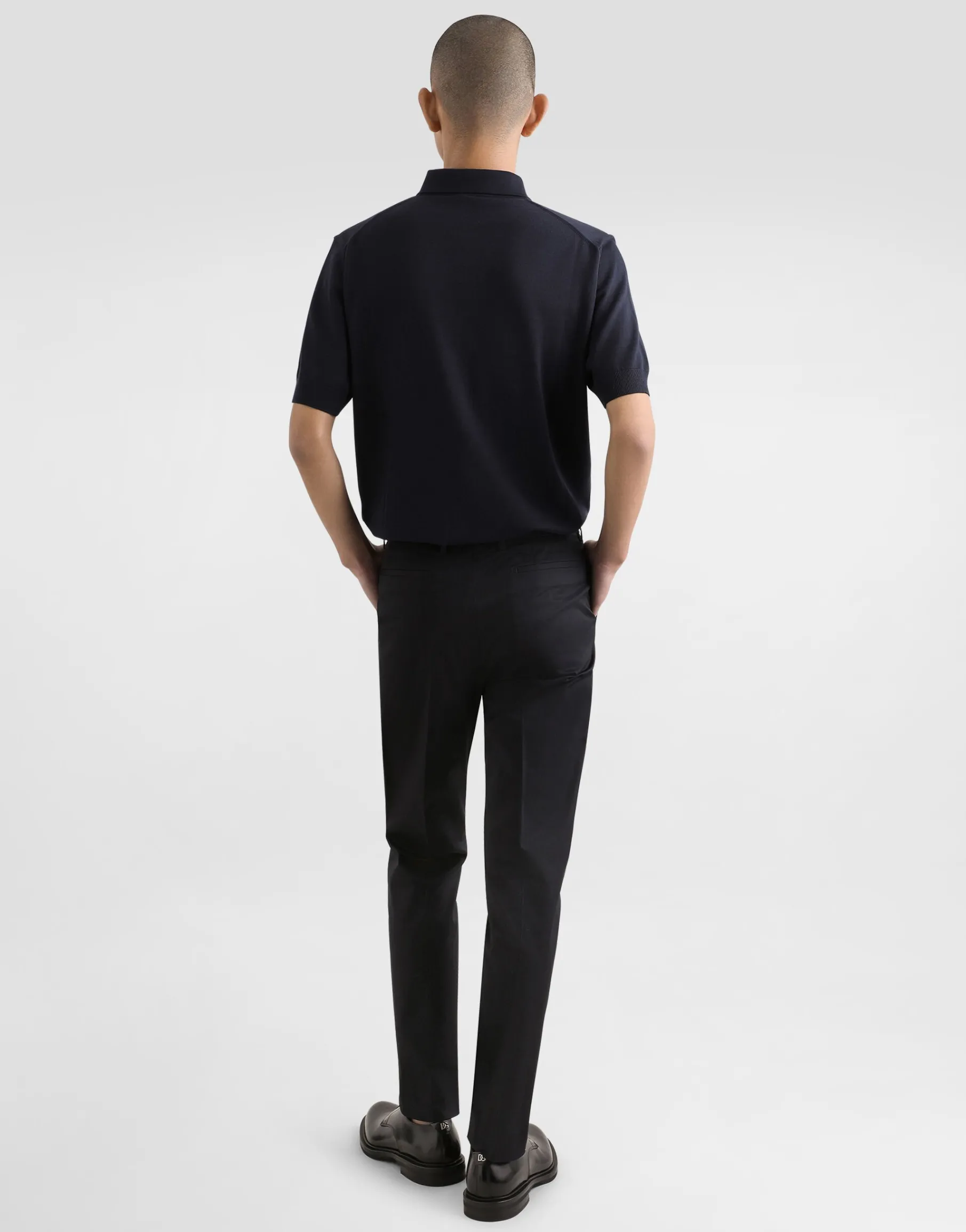 Wool polo-shirt with branded tag