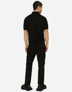 Wool polo-shirt with branded tag