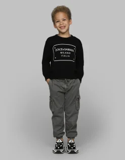 Wool pullover with branded tag