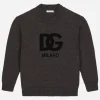 Wool round-neck sweater with flocked DG logo