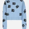 Wool round-neck sweater with DG logo inlay