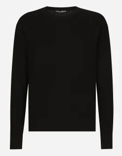 Wool round-neck sweater with raised DG logo