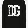 Wool round-neck sweater with DG inlay