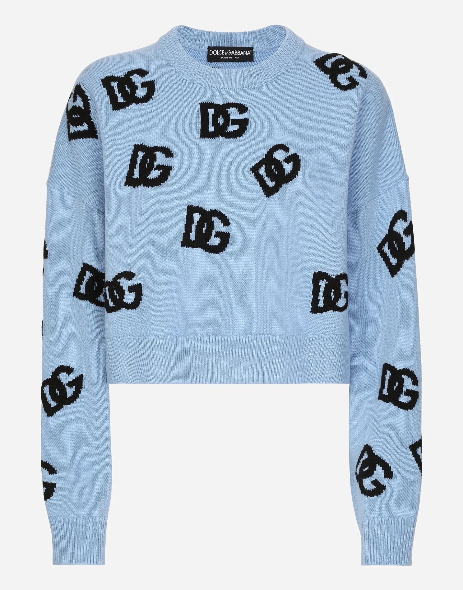 Wool round-neck sweater with DG logo inlay