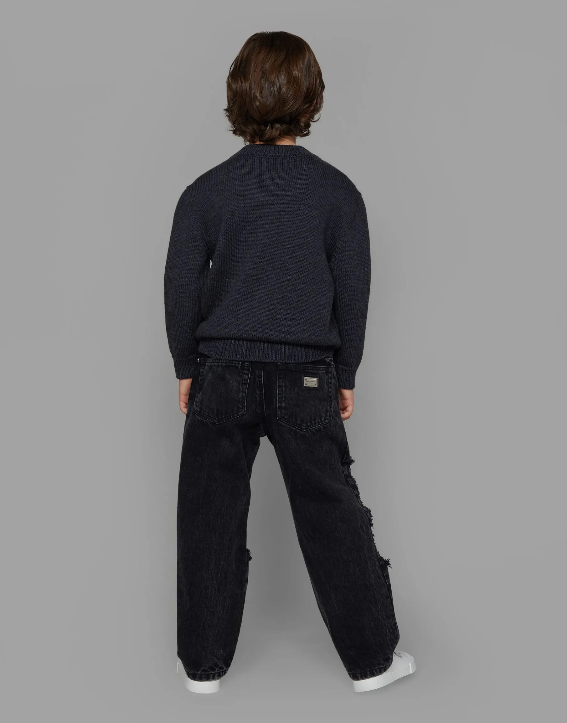 Wool round-neck sweater with flocked DG logo