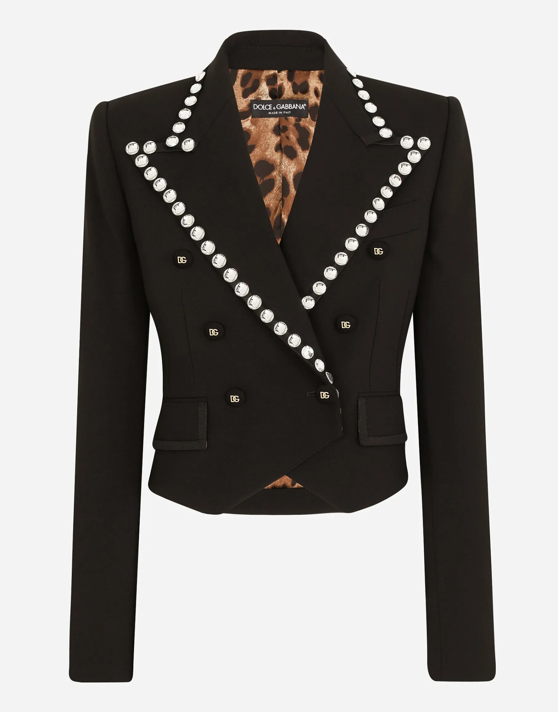 Wool Spencer-fit jacket with crystal piping