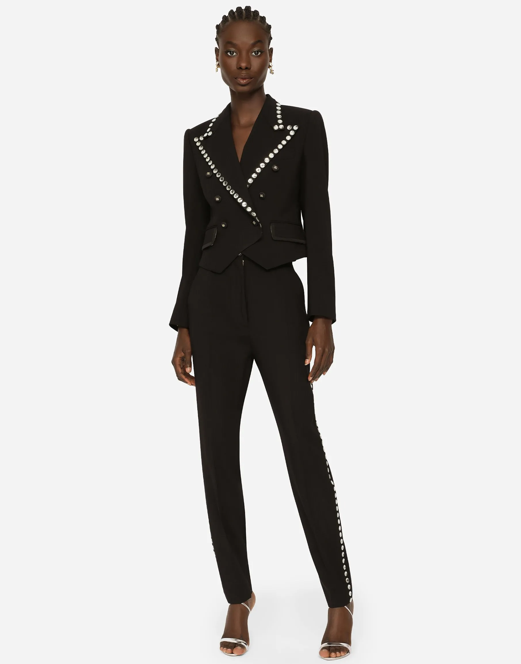 Wool Spencer-fit jacket with crystal piping