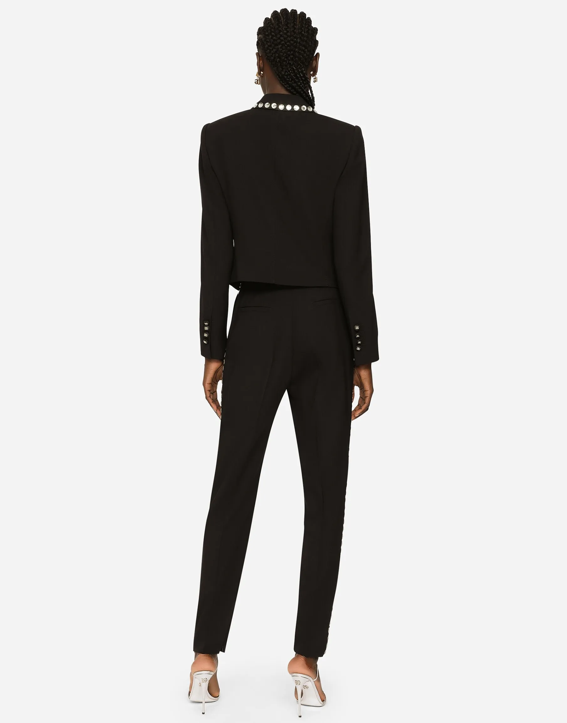 Wool Spencer-fit jacket with crystal piping