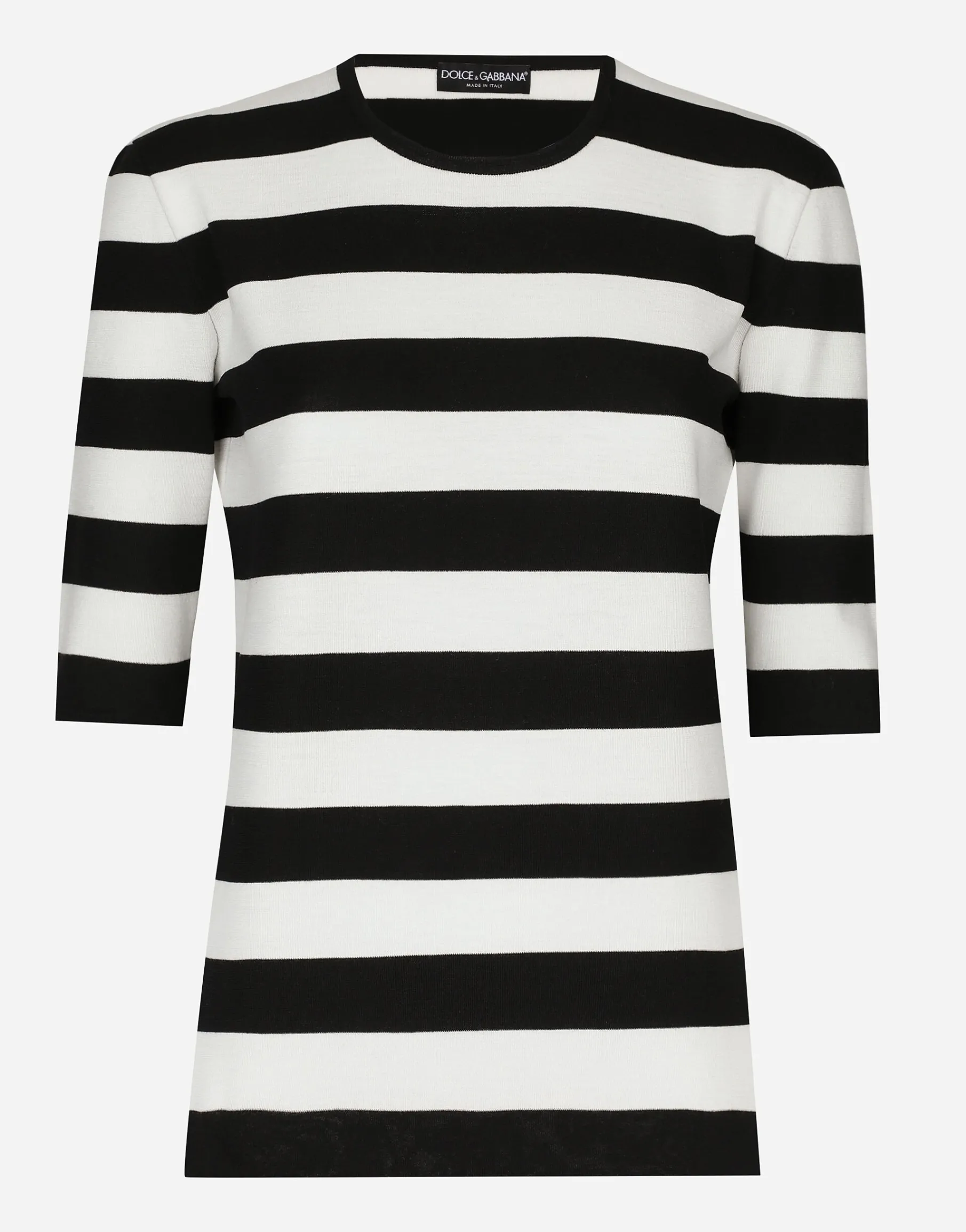 Wool sweater in inlaid stripes