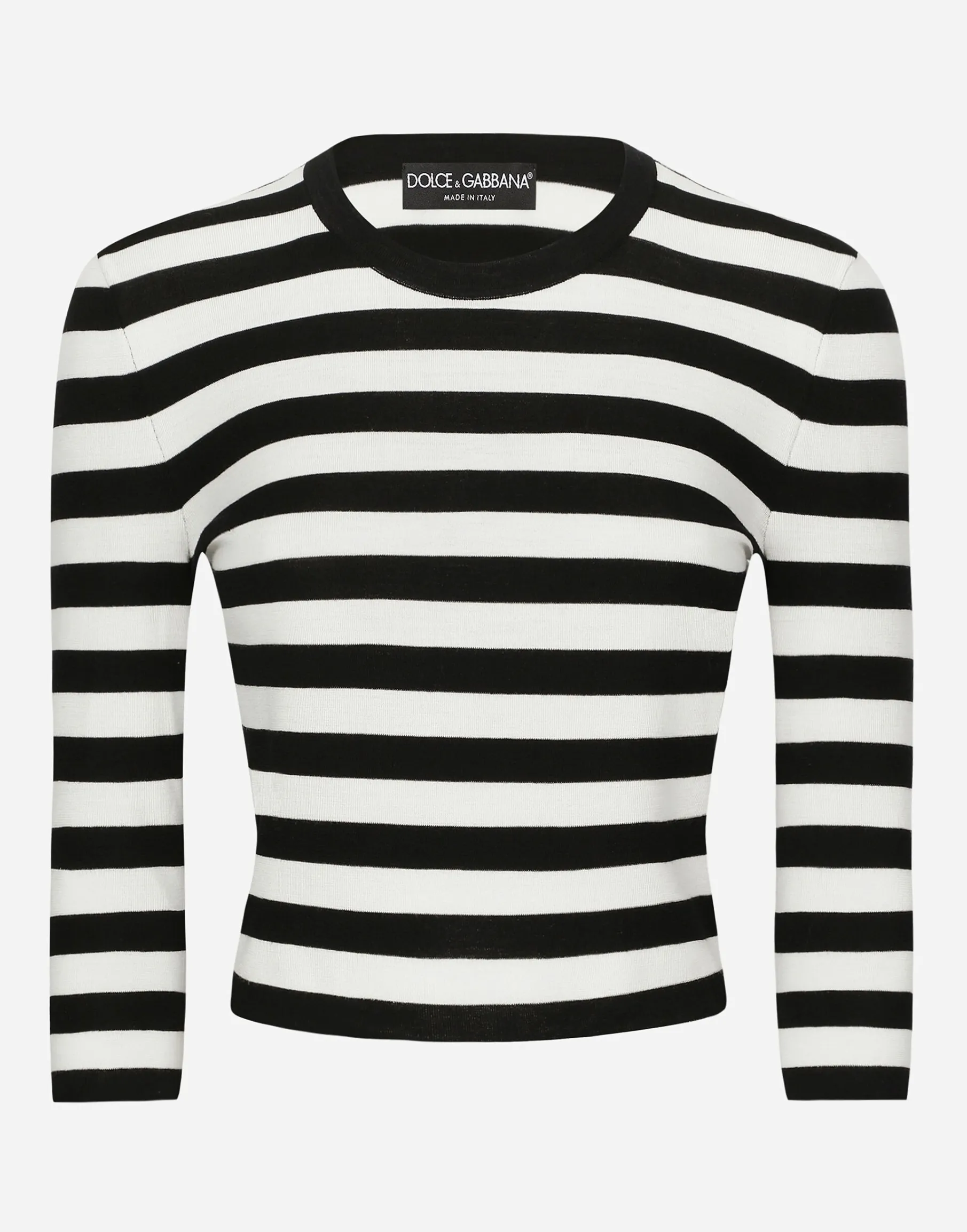 Wool sweater in inlaid stripes