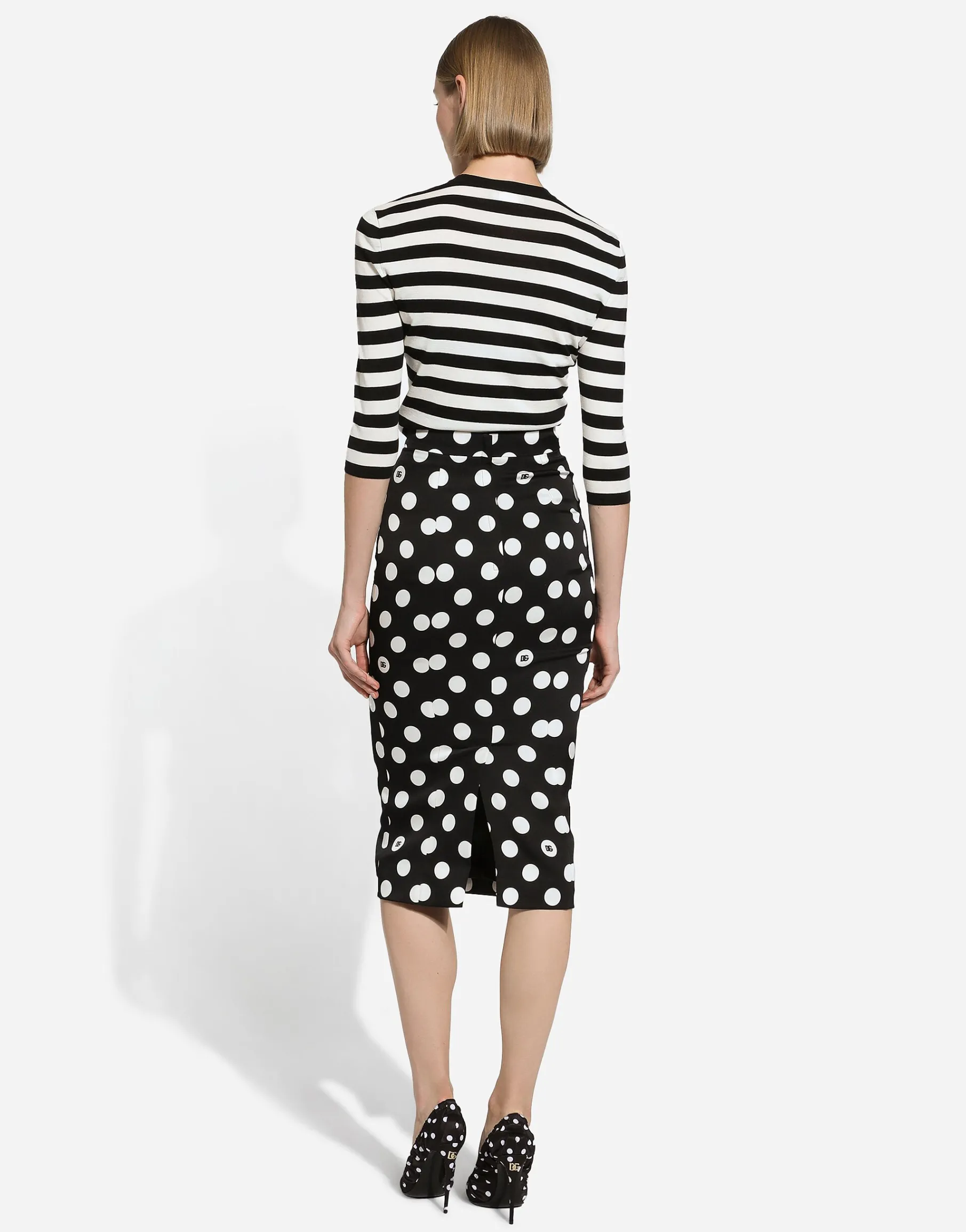 Wool sweater in inlaid stripes