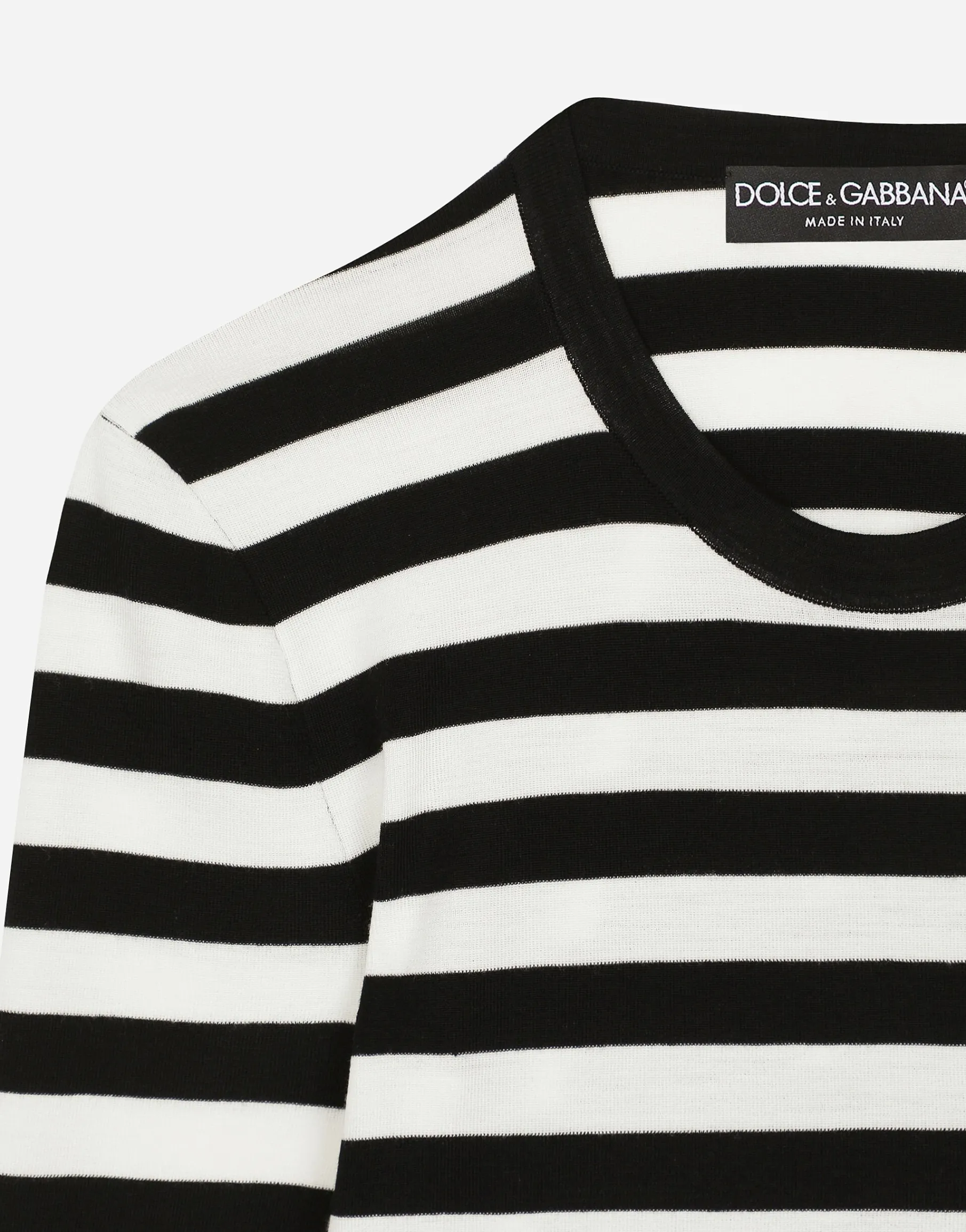 Wool sweater in inlaid stripes