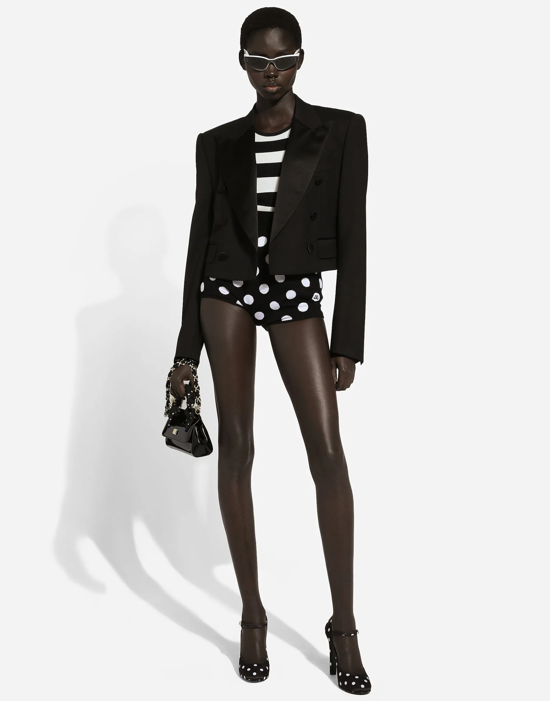 Wool sweater in inlaid stripes