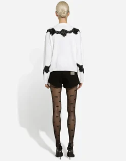 Wool sweater with DG logo and lace inserts