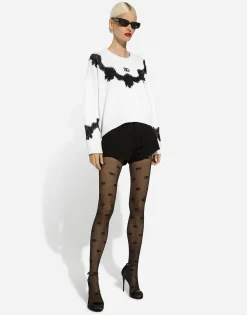 Wool sweater with DG logo and lace inserts